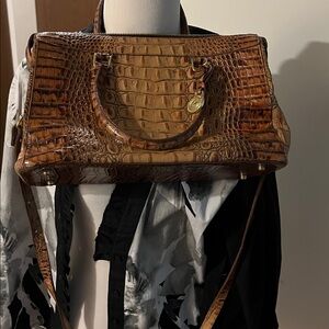Brahmin brown Crocodile-Embossed Satchel
